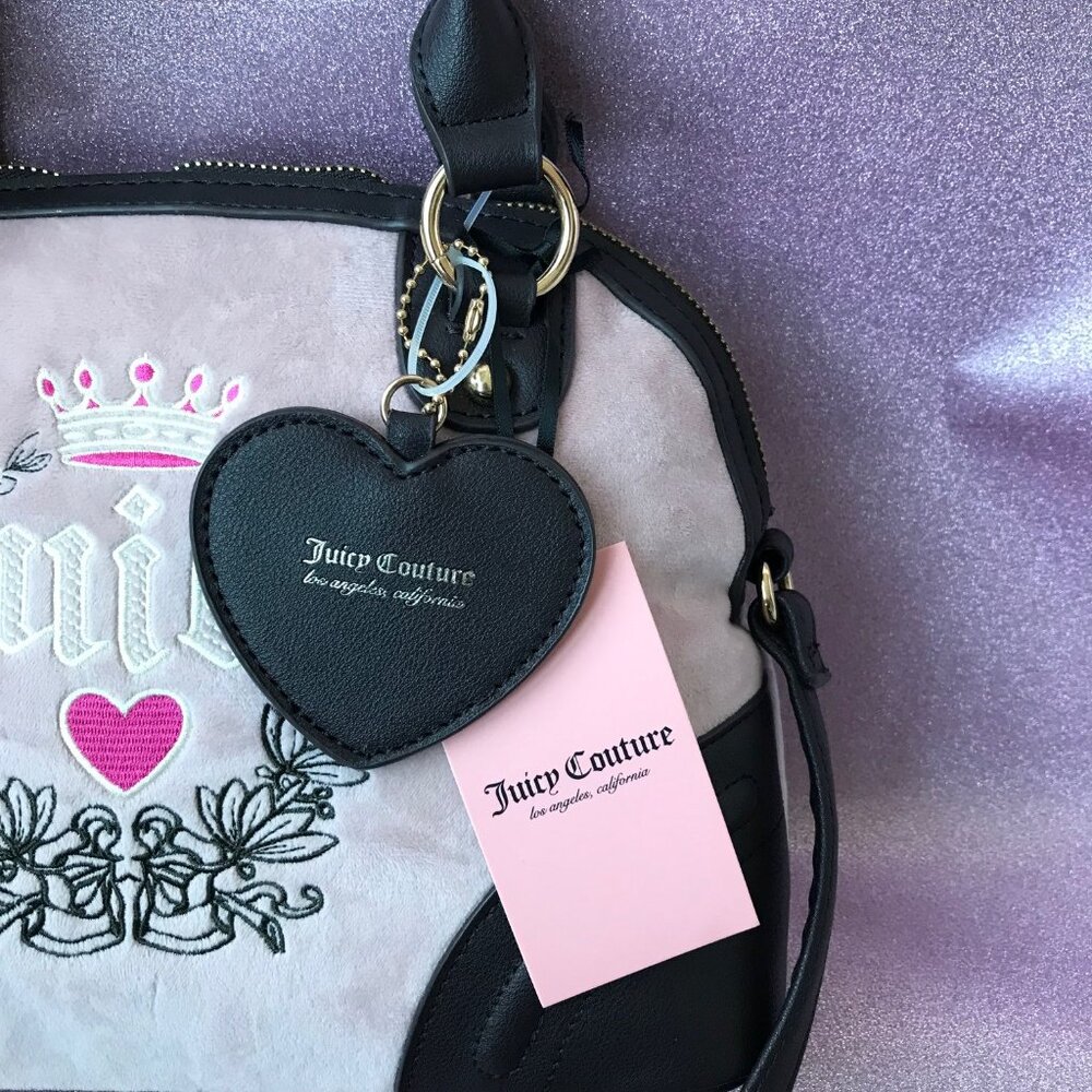 Juicy Couture Bag Pink Diamond HERITAGE SATCHEL Velour and Faux leather - Picture 10 of 10